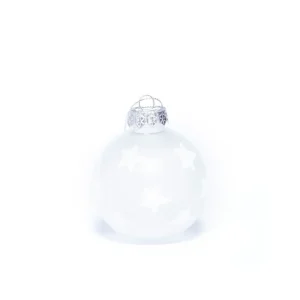 Bola Transparente Plateado Con Estrellas 8 Cm