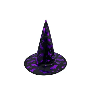 Sombrero de Bruja con Murciélago Violeta