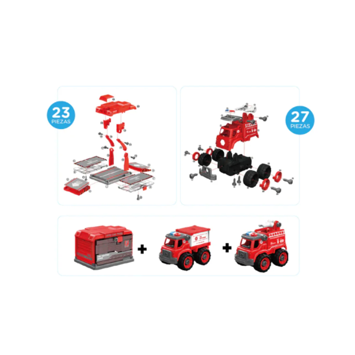 Diy Mini Set 2 Vehículos Rojo Para Armar - Imagen 4