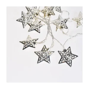 Guirnalda de 10 Estrellas LED 4 cm Plateadas Alparamis
