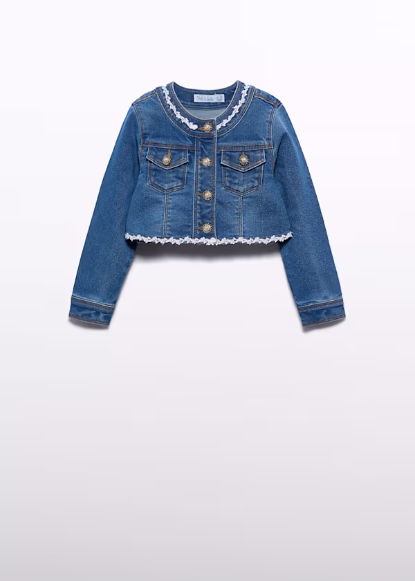 PE10404 Cazadora Denim Con Lazo Tul Niña
