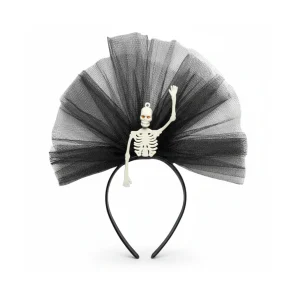 Vincha Esqueleto con Tul Negro Halloween (x1)