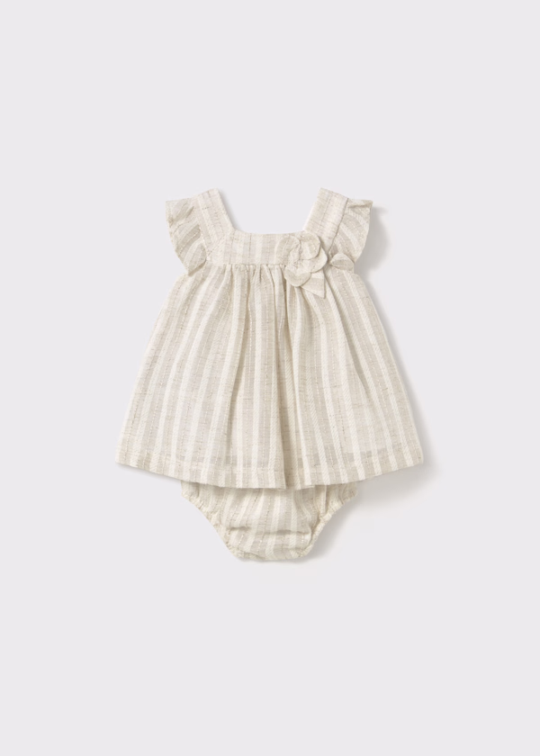PE10542 VESTIDO BEBÉ CON BRAGUITA RAYAS LINO - Imagen 4