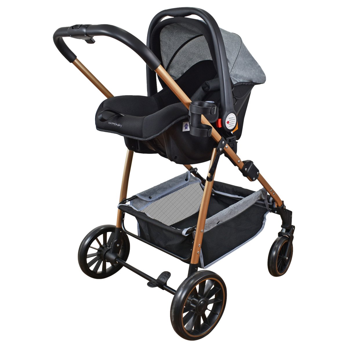 Coche Bebe Travel system Welly Happy Baby Gris - Imagen 4